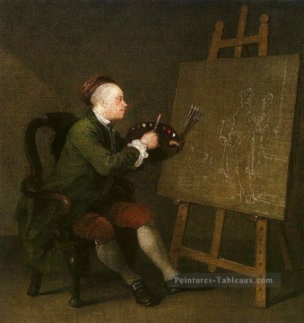 Autoportrait au chevalet William Hogarth Peinture à l'huile